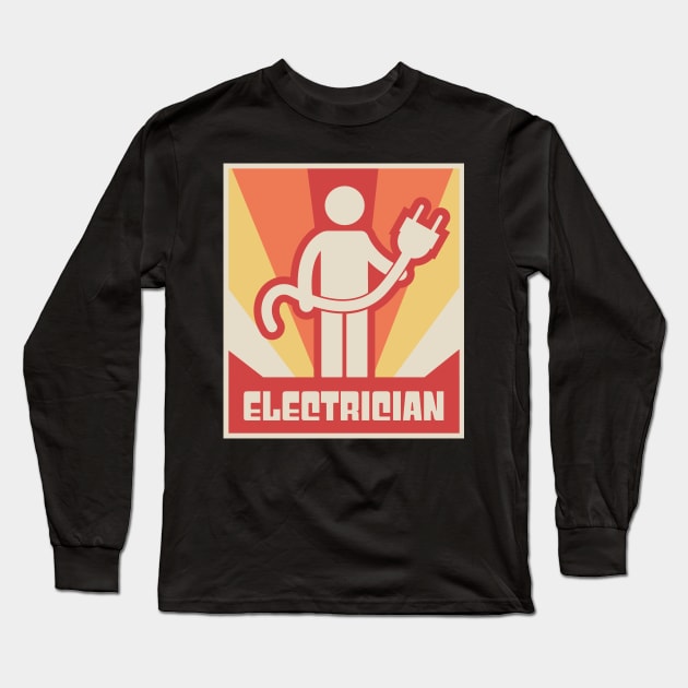 Vintage Style Electrician Poster Long Sleeve T-Shirt by MeatMan